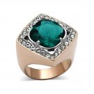 Two Tone (Rose Gold & Silver) Blue Zircon Ring ~ Stainless Steel