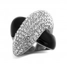 Black & Silver Pave Crystal Ring ~ Stainless Steel