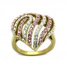 Gorgeous Crystal Heart Ring ~ Ion Plated Gold Stainless Steel