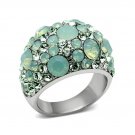 Lovely Green Crystal Dome Ring ~ Stainless Steel
