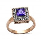 Two Tone ( Rose Gold & Silver) CZ Fushia Ring ~ Stainless Steel