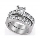 Lovely CZ Engagement / Wedding Ring Set ~ Stainless Steel