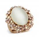 Ion Rose Gold Plated Synthetic Cat's Eye Statement Ring ~ Stainless Steel