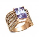 Ion Rose Gold Plated Amethyst CZ Ring ~ Stainless Steel