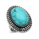 Fashionable Bold Synthetic Turquoise Ring ~ Stainless Steel