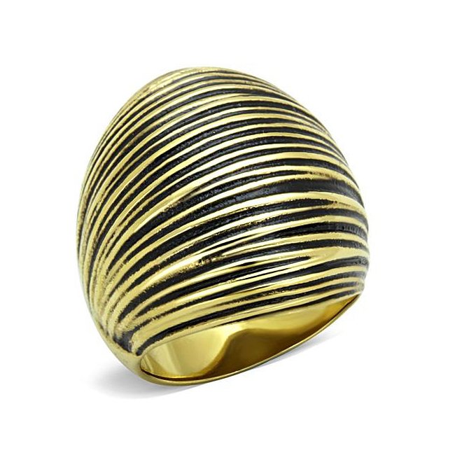 Ion Gold Plated Epoxy Dome Ring ~ Stainless Steel