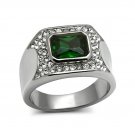 Synthetic Emerald Ring ~ Stainless Steel