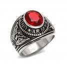 United States Army Siam Red Military Ring ~ Stainless Steel
