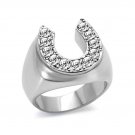 Crystal Horse Shoe Ring ~ Stainless Steel