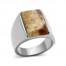 Synthetic Brown Agate Ring ~ Stainless Steel