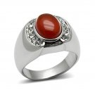 Siam Red Synthetic Onyx Ring ~ Stainless Steel