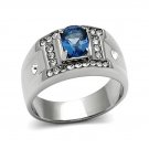 Synthetic Sapphire Ring ~ Stainless Steel