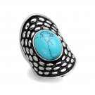 Elegant Vintage Style Synthetic Turquoise Ring ~ Stainless Steel