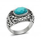 Synthetic Turquoise Oval Ring ~ Stainless Steel