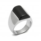 Bold Synthetic Black Onyx Ring ~ Stainless Steel