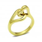 Lovely Unique Ion Plated Gold Double Heart Ring ~ Stainless Steel
