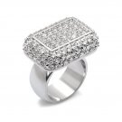 Stunning Rectangular Pave Set Cubic Zirconia Ring ~ Sterling Silver