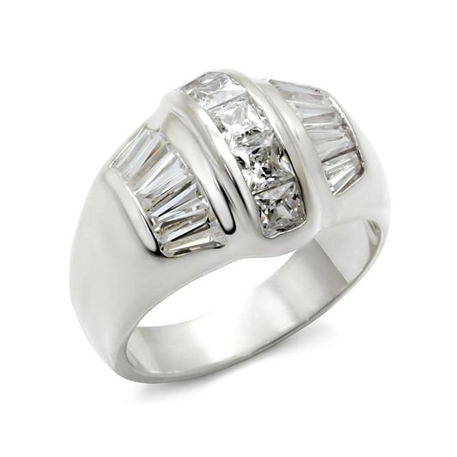 Clear Cubic Zirconia Band Ring ~ Sterling Silver