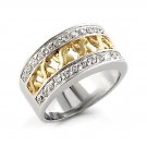 Two-Tone (Silver & Gold) CZ Band Ring ~ Sterling Silver