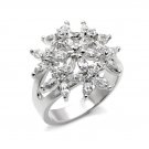 Lovely Clear Cubic Zirconia Flower Ring ~ Sterling Silver