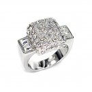Modern Clear Crystal Square Ring ~ Stainless Steel