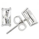 Rectangular Shaped Cubic Zirconia Earrings ~ Sterling Silver