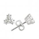 Triangular Shaped Cubic Zirconia Earrings ~ Sterling Silver