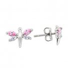 Multi Color CZ Dragonfly Earrings ~ Sterling Silver