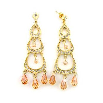Gorgeous Ion Gold Chandelier Earrings ~ Sterling Silver