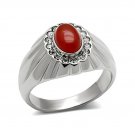 Siam Red Synthetic Onyx Ring 2 ~ Stainless Steel