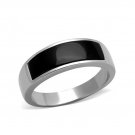 Synthetic Black Onyx Band Ring ~ Stainless Steel