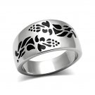 Black Heart Design Band Ring ~ Stainless Steel