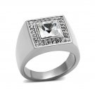 Stunning Double Square Crystal Ring ~ Stainless Steel Silver