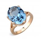 Big Beautiful Synthetic Blue Topaz Ion Gold  Plated ~ Stainless Steel