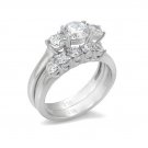 Exquisite High Polish CZ Engagement / Wedding Ring Set ~ Stainless Steel