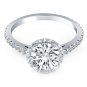 Diamond Halo Engagement Ring with Accent Diamonds 14K White Gold 1.01 Carat