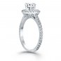 Diamond Halo Engagement Ring with Accent Diamonds 14K White Gold 1.01 Carat