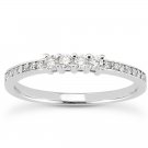 14K White Gold Diamond Wedding Ring Band with Prong and Pave Set Diamonds