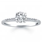 Engagement Ring with Pave Diamond Band Design in 14K White Gold .60 Carats