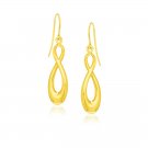 Shiny Infinity Style Dangle Drop Earrings in 14K Yellow Gold