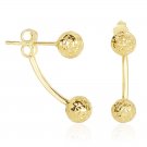 Diamond Cut Bead Style Double Sided Drop Earrings in 14K Yellow Gold