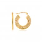 Flat Greek Key Small Hoop Earrings in 14K Yellow Gold