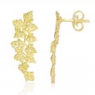 Beautiful Unique Filigree Vine Design Earrings in 14K Yellow Gold