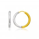 Hammered Hinge Tube Hoop Earrings in 14K Two-Tone Gold (White & Yellow)