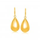 Puffed Teardrop Motif Dangling Earrings in 14K Yellow Gold