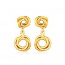 Stud Love Knot Earrings with Drop Dangle in 14K Yellow Gold