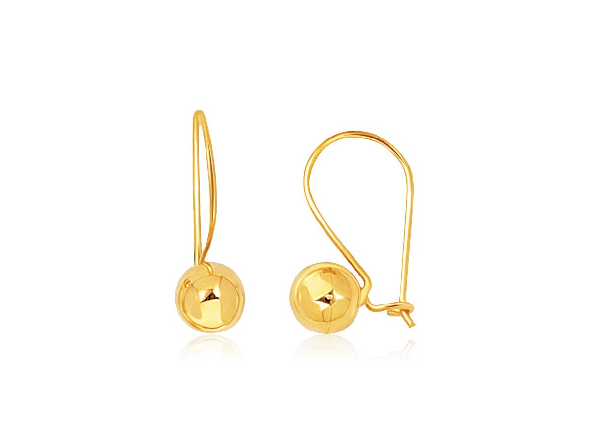 High Polished 7 mm Ball Drop Earrings in 14K Yellow Gold