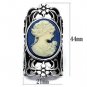Lovely Ornate Vintage Style Cameo Long Ring ~ Stainless Steel Silver