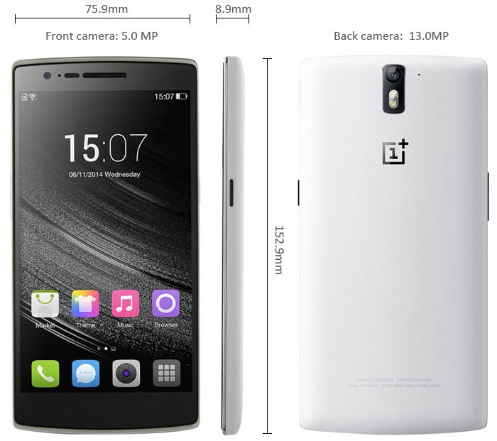 ONEPLUS ONE Color OS 4G LTE Phablet Snapdragon S801 Quad Core 2.5GHz with 5.5 inch FHD IPS Screen