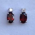 925 Sterling silver 6x4mm Garnet Earring
